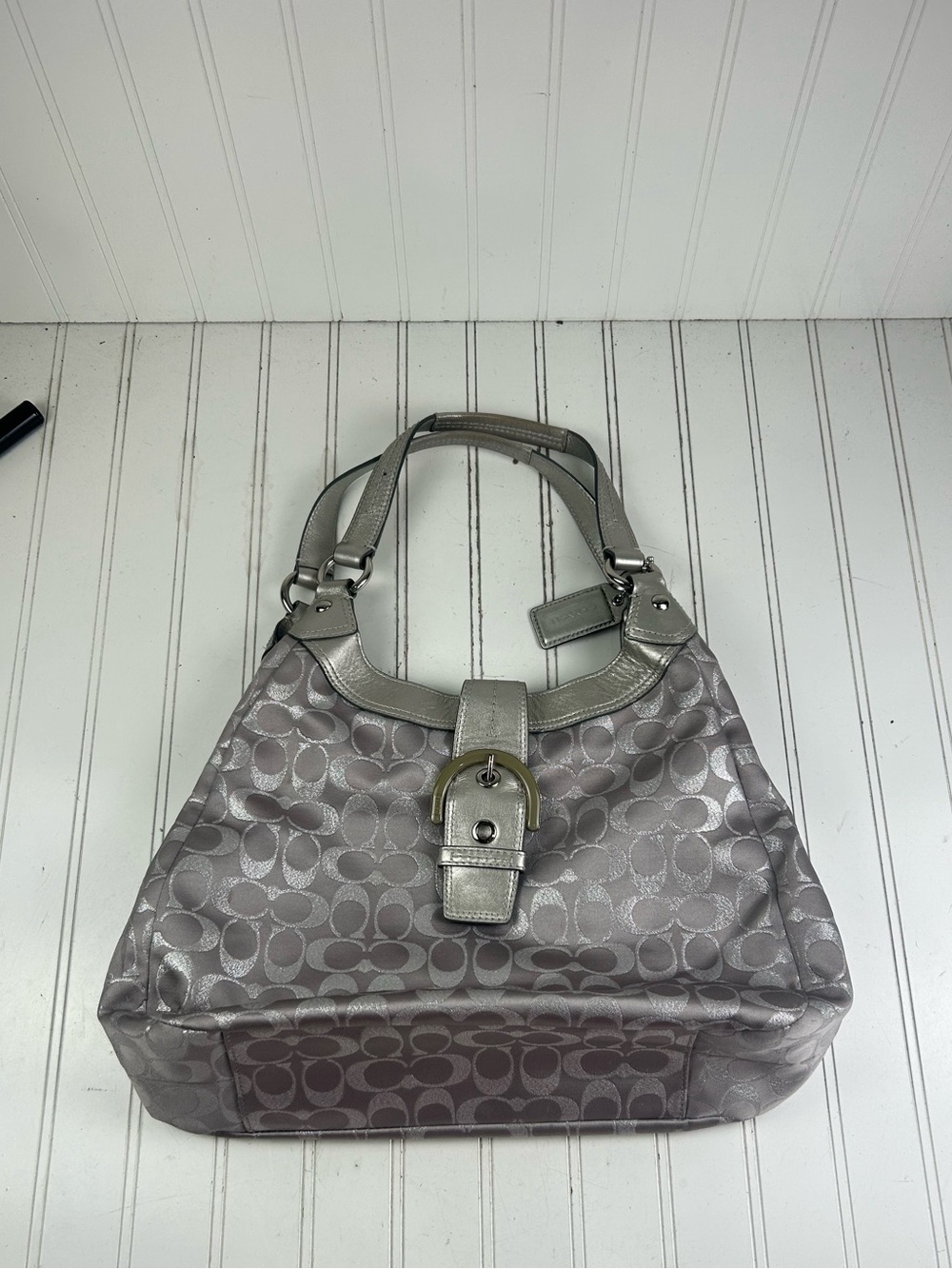 Coach Y2k Vintage Soho Signature Metallic Silver Sate… - Gem
